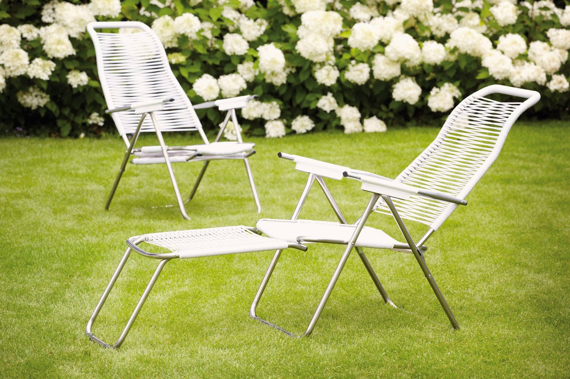 Fiam - Fauteuil Relax SPAGHETTI Aluminium BRUT PVC BLANC 127/168x60x73/108 cm FIAM - Imagen 4