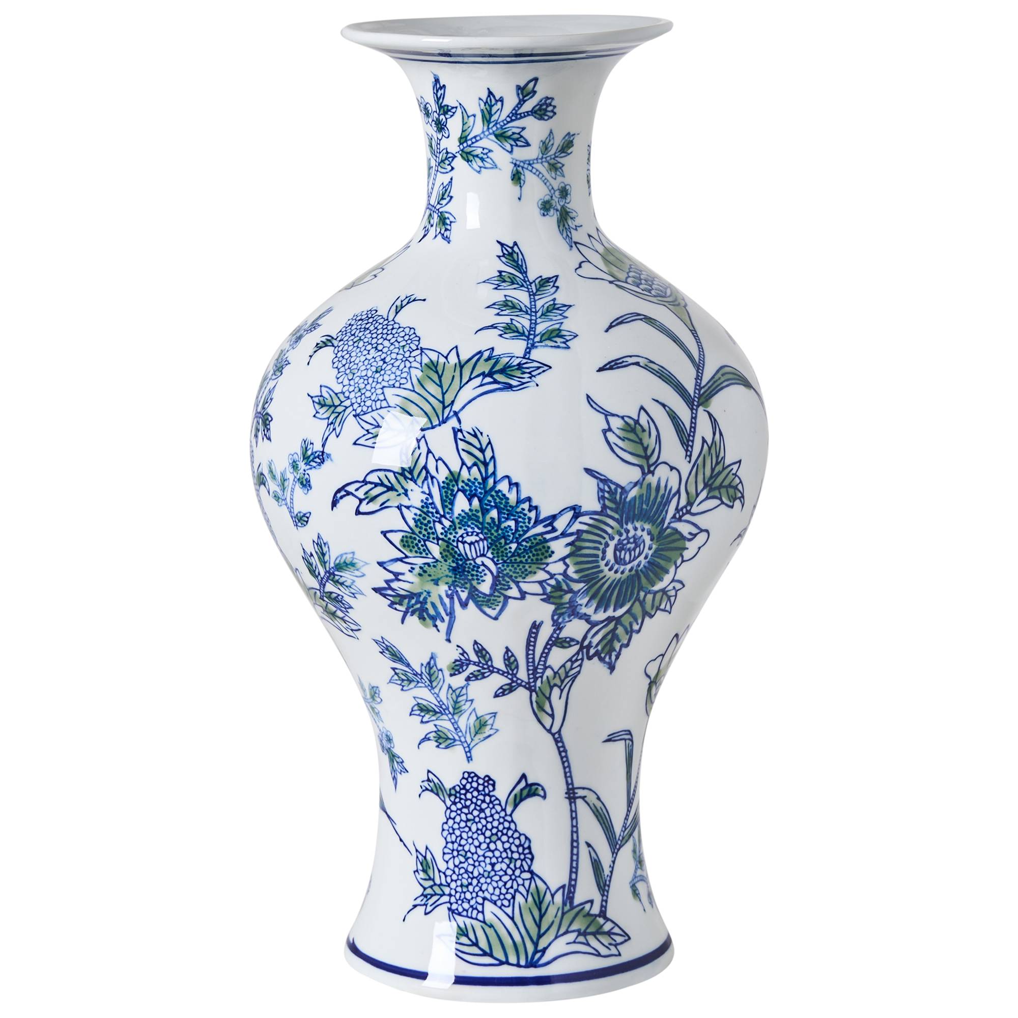 Beliani - Vase à fleurs Porcelaine Blanc/bleu BERGA - 17x17x36- Beliani - Image 2