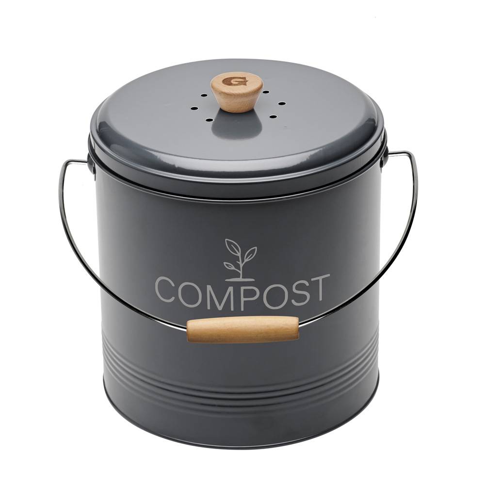 Guillouard - Cubo compost redondo gris oscuro 8L - Imagen 1