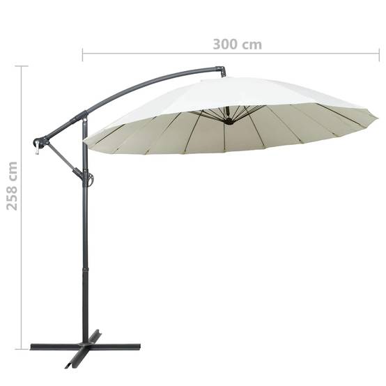 Parasol suspendu mât bois blanc sable 330 x 240 cm - PANGIVO - Image 9