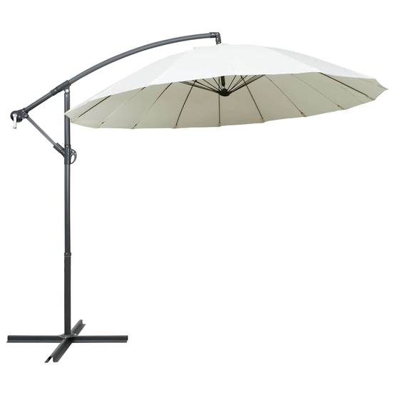 Parasol suspendu mât bois blanc sable 330 x 240 cm - PANGIVO - Image 1