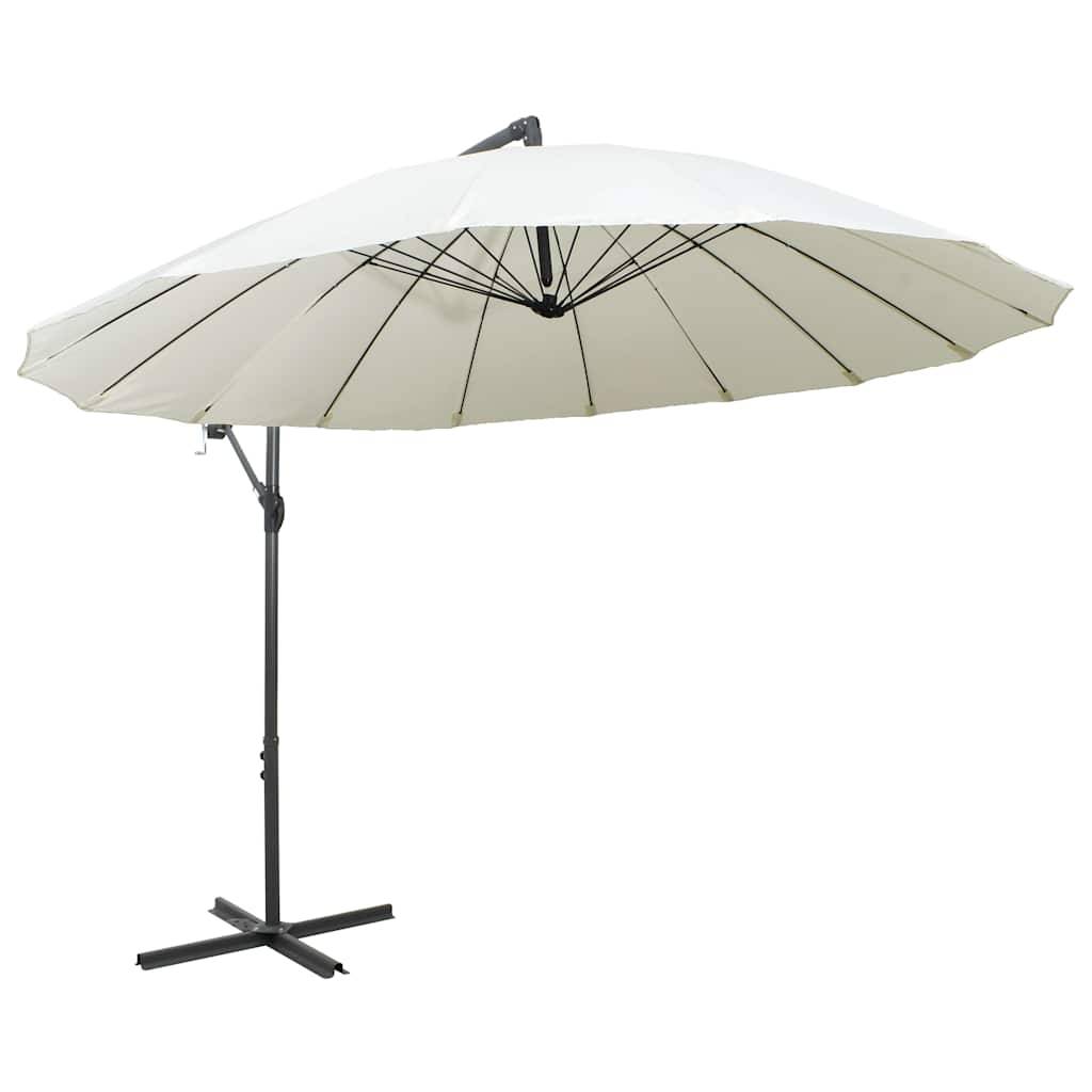 Parasol suspendu mât bois blanc sable 330 x 240 cm - PANGIVO - Image 3