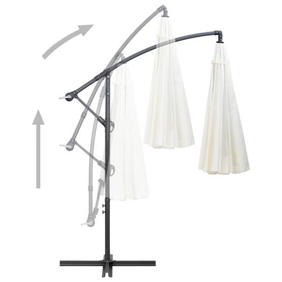 Parasol suspendu mât bois blanc sable 330 x 240 cm - PANGIVO - Image 8