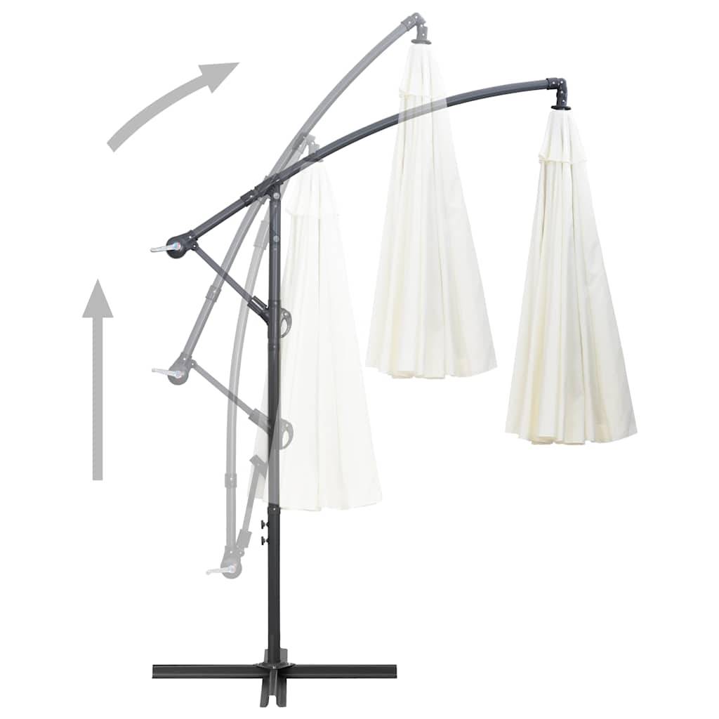 Parasol suspendu mât bois blanc sable 330 x 240 cm - PANGIVO - Image 8