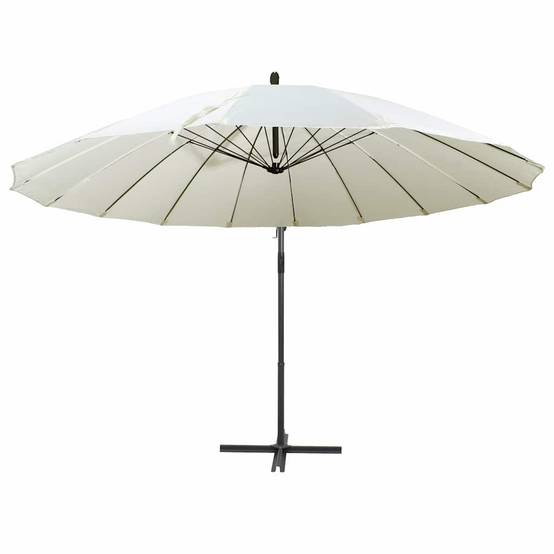 Parasol suspendu mât bois blanc sable 330 x 240 cm - PANGIVO - Image 2