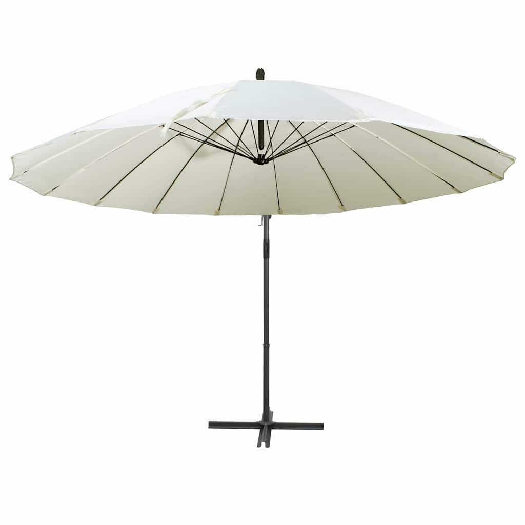 Parasol suspendu mât bois blanc sable 330 x 240 cm - PANGIVO - Image 2