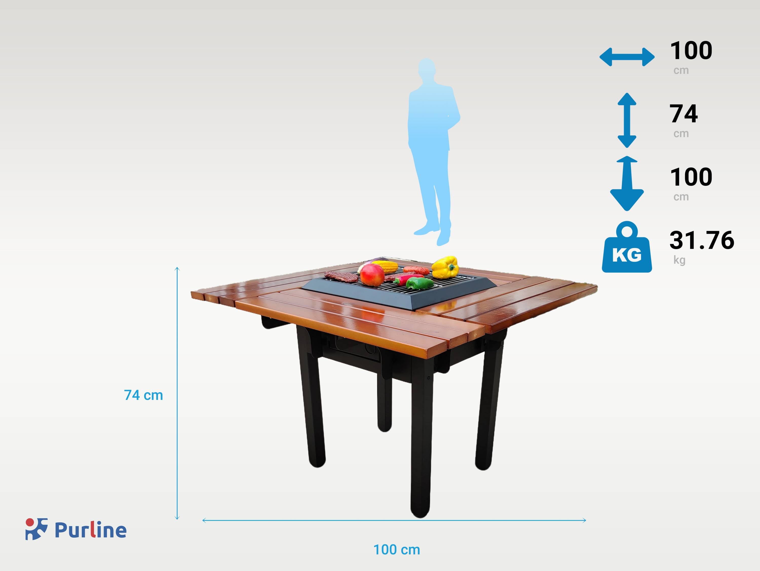 Purline - Barbecue charbon acier corten avec table en bois EFP54 – Purline - Image 2