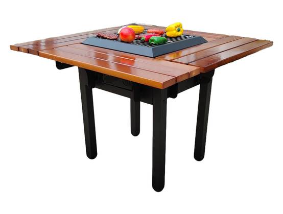 Purline - Barbecue charbon acier corten avec table en bois EFP54 – Purline - Image 1