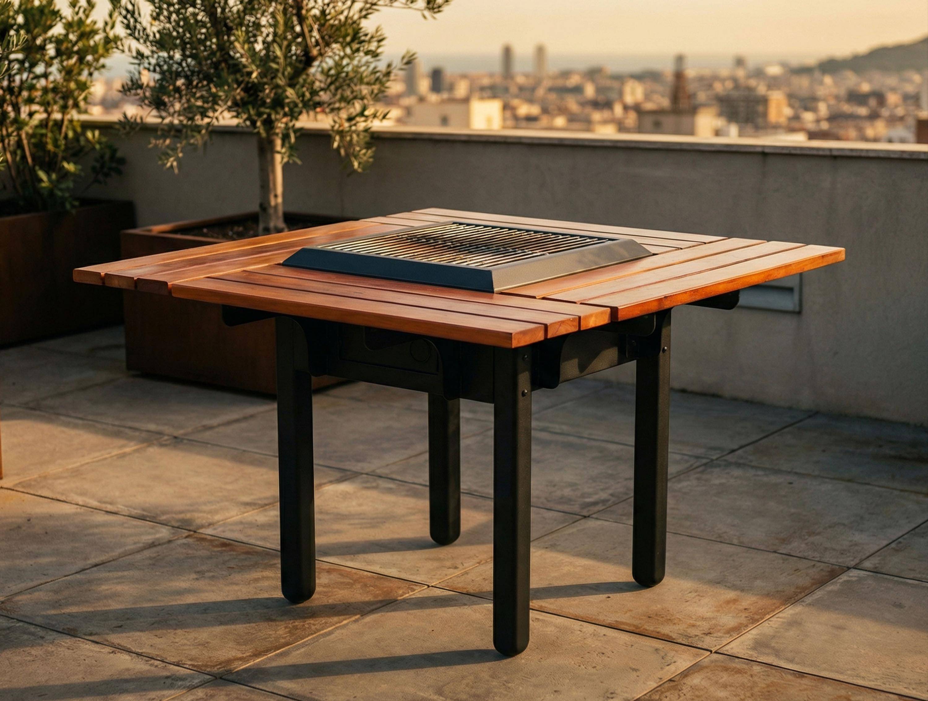 Purline - Barbecue charbon acier corten avec table en bois EFP54 – Purline - Image 5