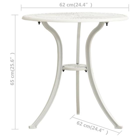Table de jardin | Table d'extérieur Blanc 62x62x65 cm Aluminium coulé - Image 6