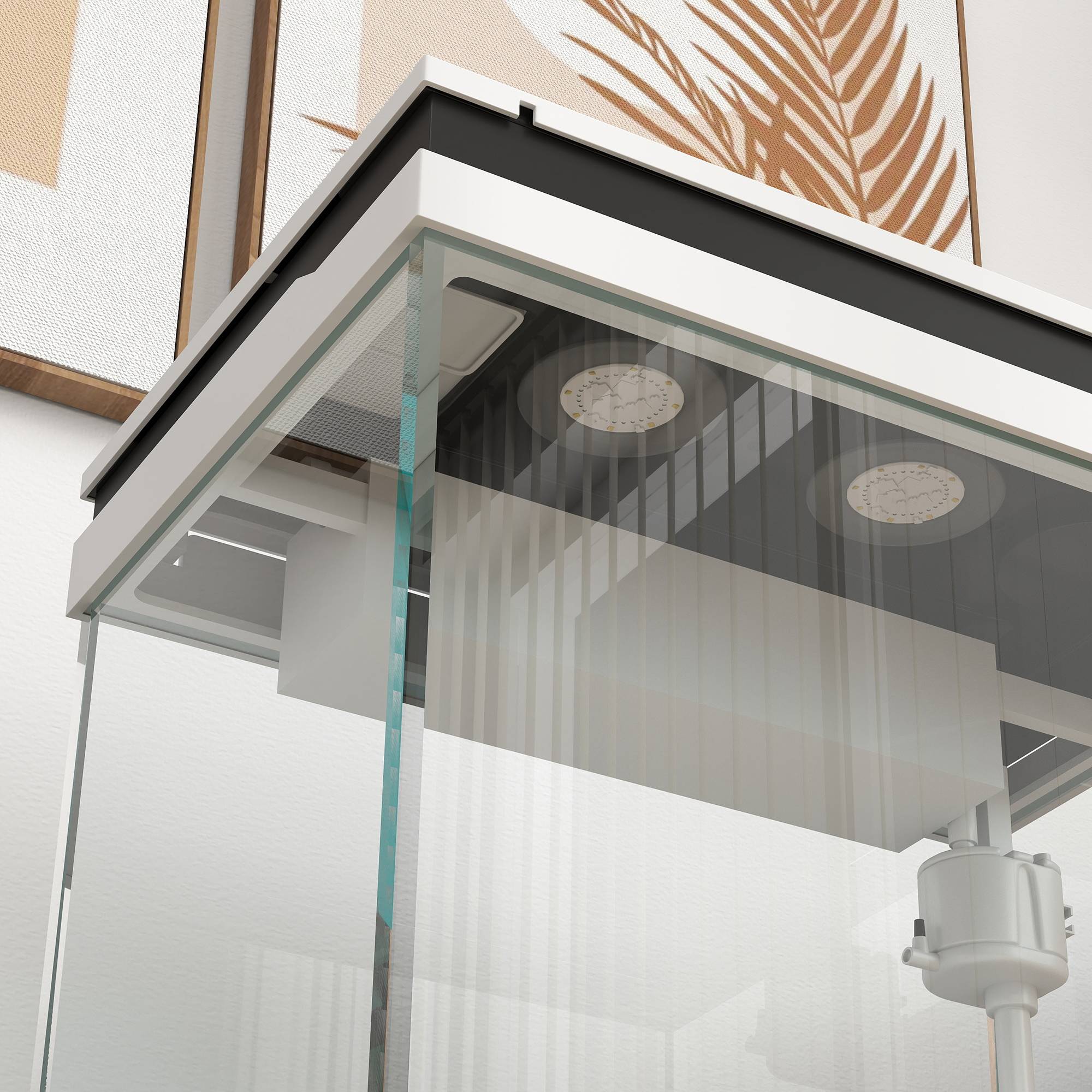ComfortXL - Aquarium 26 L en verre et ABS blanc 38 x 26 x 38 cm avec éclairage LED multicolore filtre et pompe à eau - Image 9