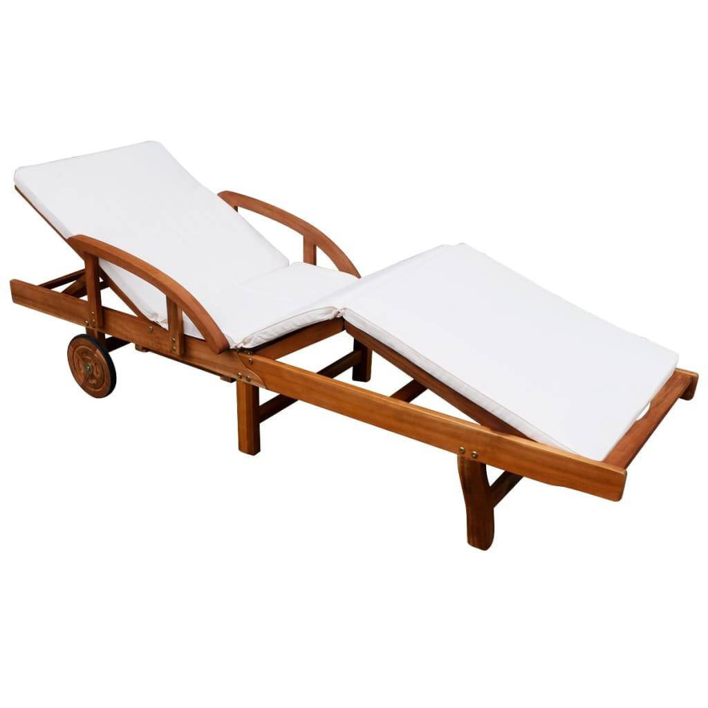 Helloshop26 - Transat chaise longue bain de soleil lit de jardin terrasse meuble d'extérieur avec coussin bois d'acacia solide - Imagen 2