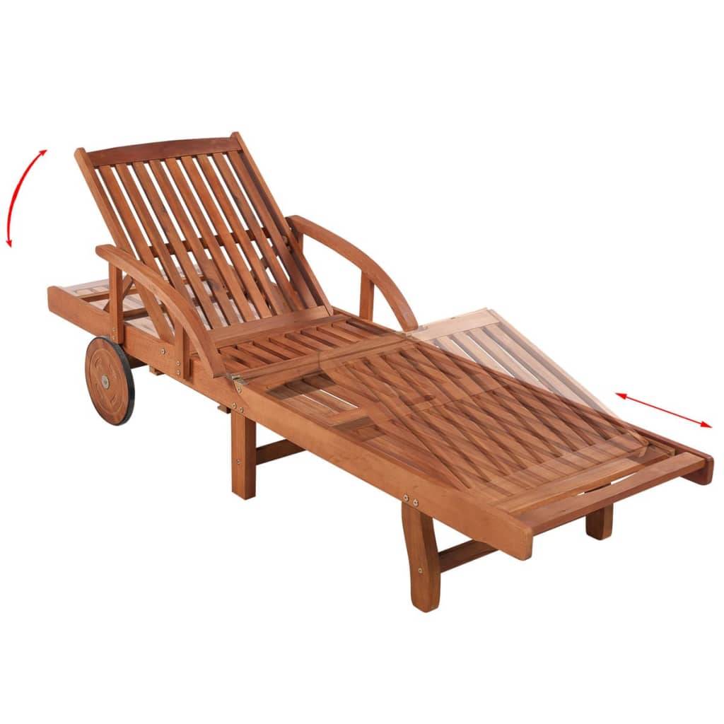 Helloshop26 - Transat chaise longue bain de soleil lit de jardin terrasse meuble d'extérieur avec coussin bois d'acacia solide - Imagen 5