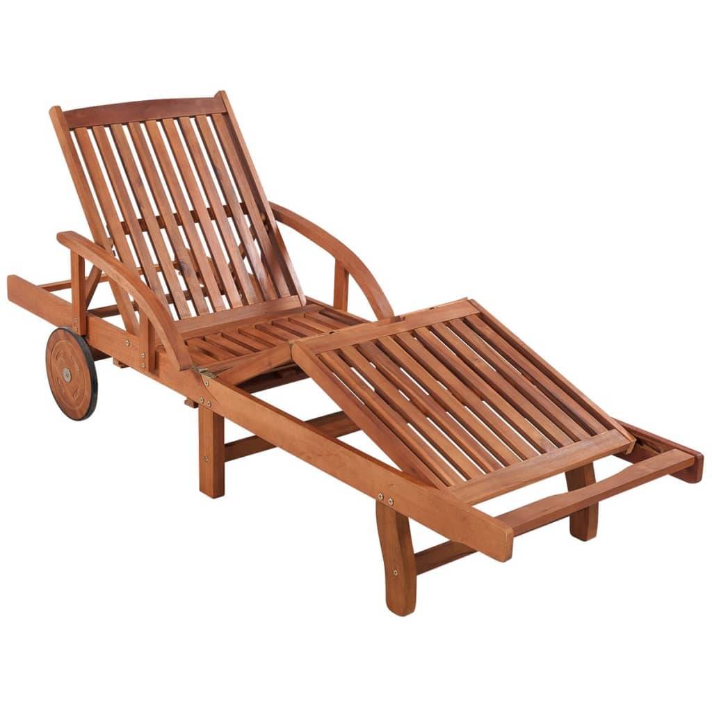 Helloshop26 - Transat chaise longue bain de soleil lit de jardin terrasse meuble d'extérieur avec coussin bois d'acacia solide - Imagen 4