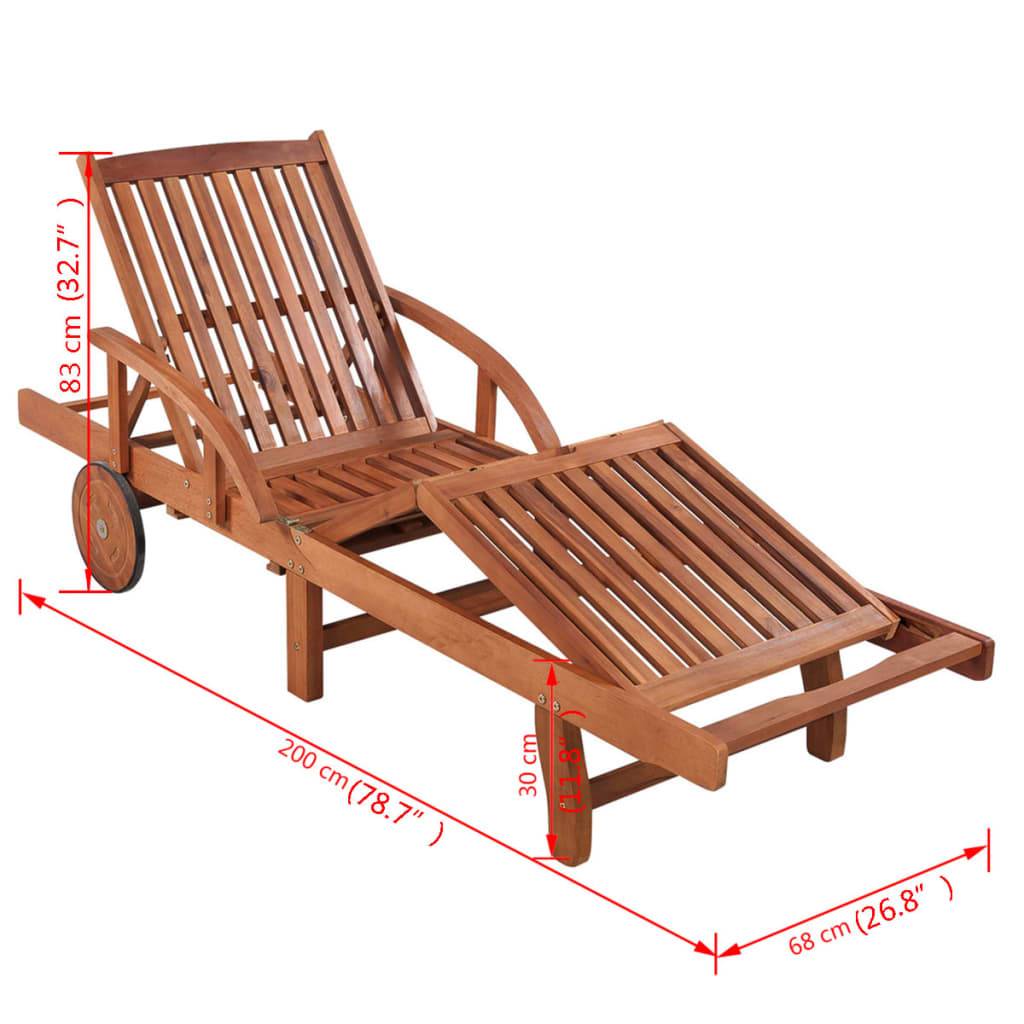 Helloshop26 - Transat chaise longue bain de soleil lit de jardin terrasse meuble d'extérieur avec coussin bois d'acacia solide - Imagen 8