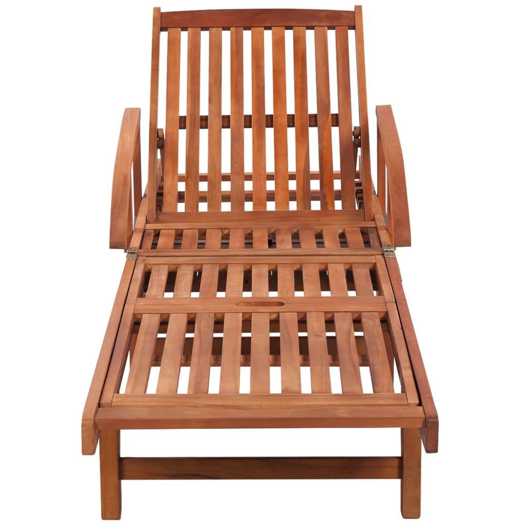 Helloshop26 - Transat chaise longue bain de soleil lit de jardin terrasse meuble d'extérieur avec coussin bois d'acacia solide - Imagen 6