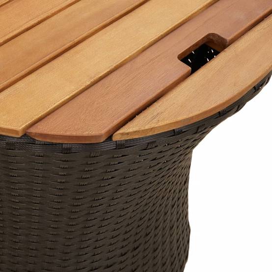 Set de 2 Tables Basses Gigognes Rondes pour Jardin, Résine Tressée Noire et Plateaux en Bois – ComfortXL Outdoor Living - Image 8