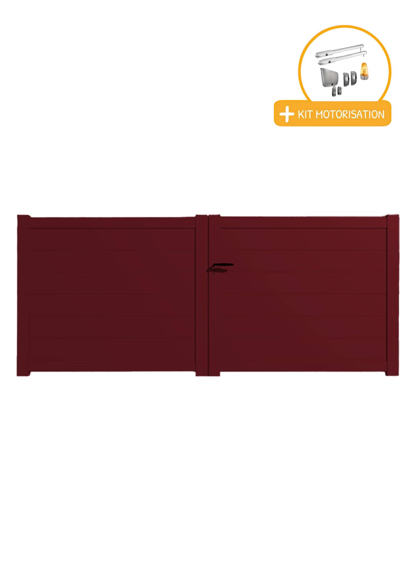 Portail Packit - Portail alu battant plein en kit +MOT dim. L.3500 (entre piliers) X H.1700 mmMOT SGS Essential (vérins)  Rouge (RAL 3004)