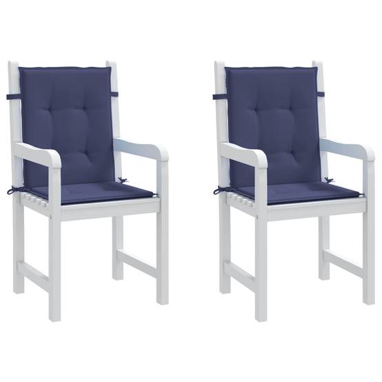 Lot de 2 Coussins Fauteuil Dossier Bas Tissu Polyester Imperméable pour Extérieur Bleu Marine 100x50cm – ComfortXL Outdoor Living - Image 4
