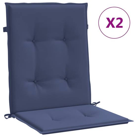 Lot de 2 Coussins Fauteuil Dossier Bas Tissu Polyester Imperméable pour Extérieur Bleu Marine 100x50cm – ComfortXL Outdoor Living - Image 2