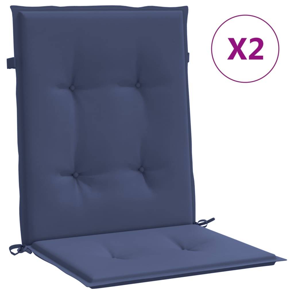 Lot de 2 Coussins Fauteuil Dossier Bas Tissu Polyester Imperméable pour Extérieur Bleu Marine 100x50cm – ComfortXL Outdoor Living - Image 2