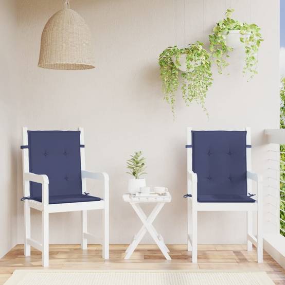 Lot de 2 Coussins Fauteuil Dossier Bas Tissu Polyester Imperméable pour Extérieur Bleu Marine 100x50cm – ComfortXL Outdoor Living - Image 1