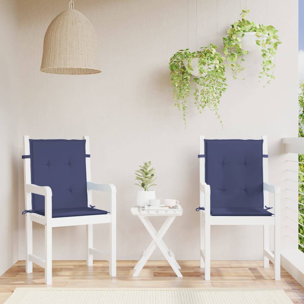 Lot de 2 Coussins Fauteuil Dossier Bas Tissu Polyester Imperméable pour Extérieur Bleu Marine 100x50cm – ComfortXL Outdoor Living - Image 1