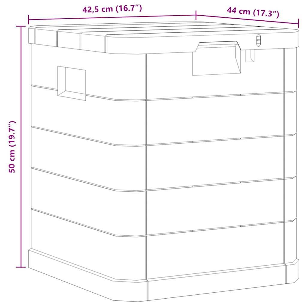 Caisse de Rangement en Plastique Aspect Bois Verrouillable pour Jardin 90L Marron 42,5x44x50 cm – ComfortXL Outdoor Living - Image 5