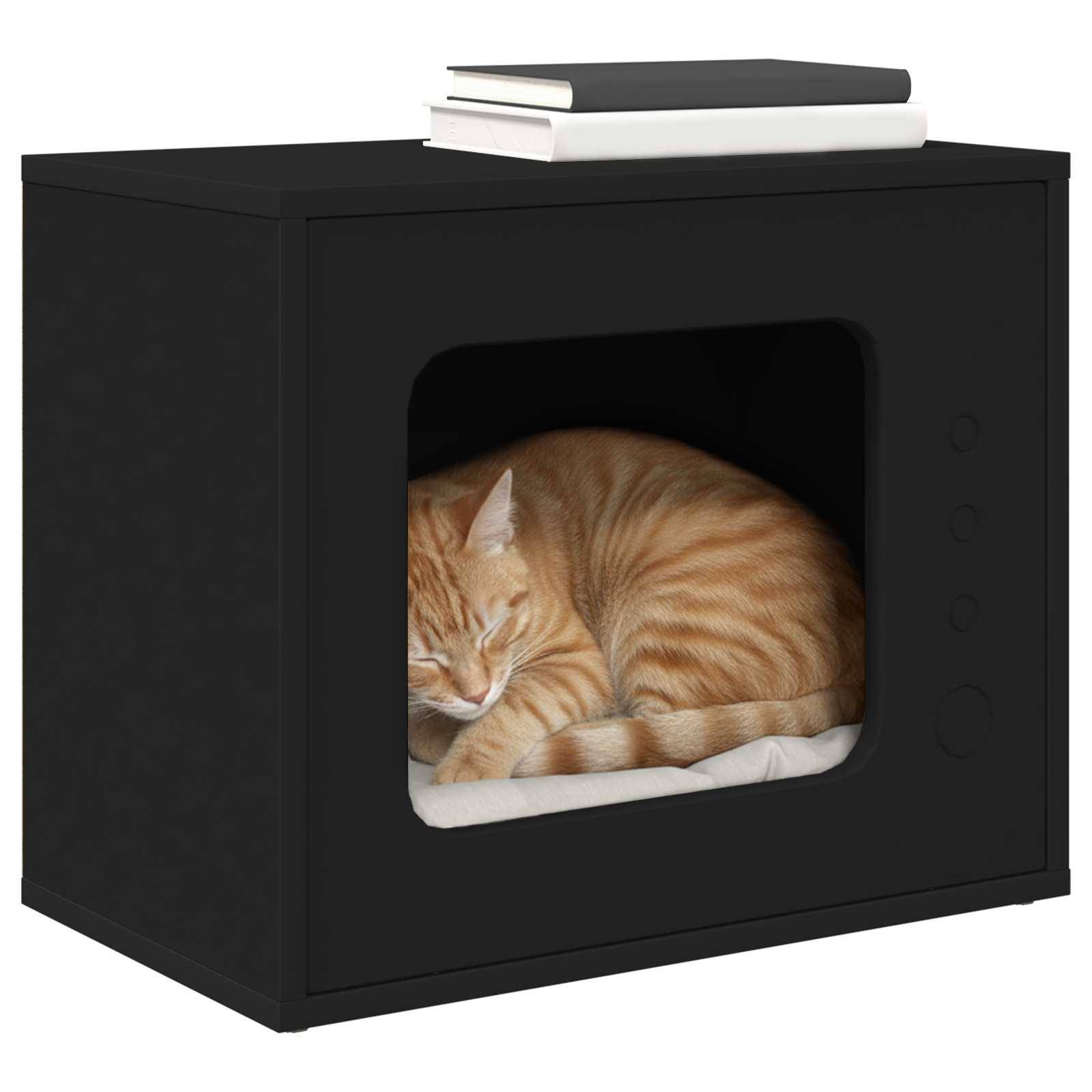 Maison Chat Élégante Bois Moderne Repos Noir 51cm pour Chat Robuste Sûr - ComfortXL Outdoor Living - Image 3