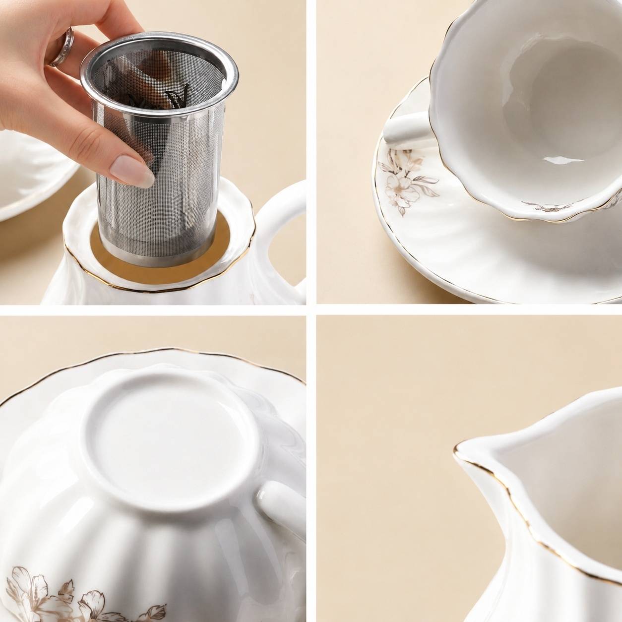 Service à Thé en Porcelaine pour 6 Personnes avec Théo Coffret Cadeau de Luxe - Image 3