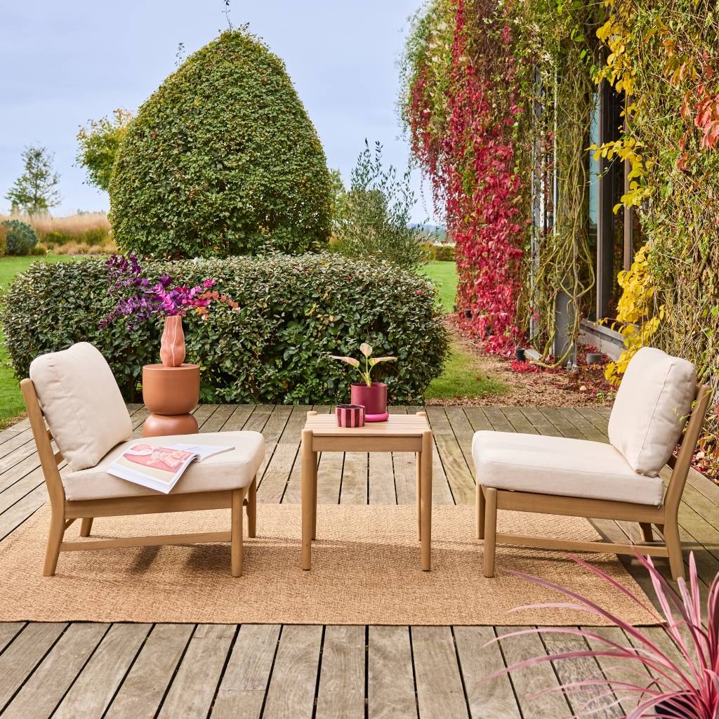 sweeek - Salon de jardin bois d'acacia naturel 2 places - Lunari | sweeek - Image 1