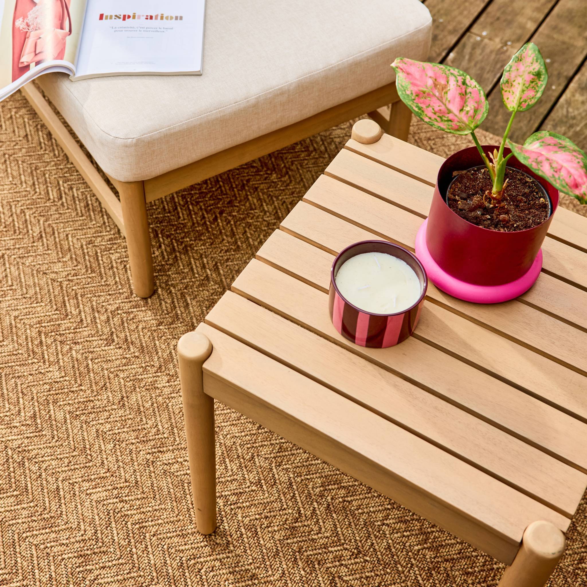 sweeek - Salon de jardin bois d'acacia naturel 2 places - Lunari | sweeek - Image 5