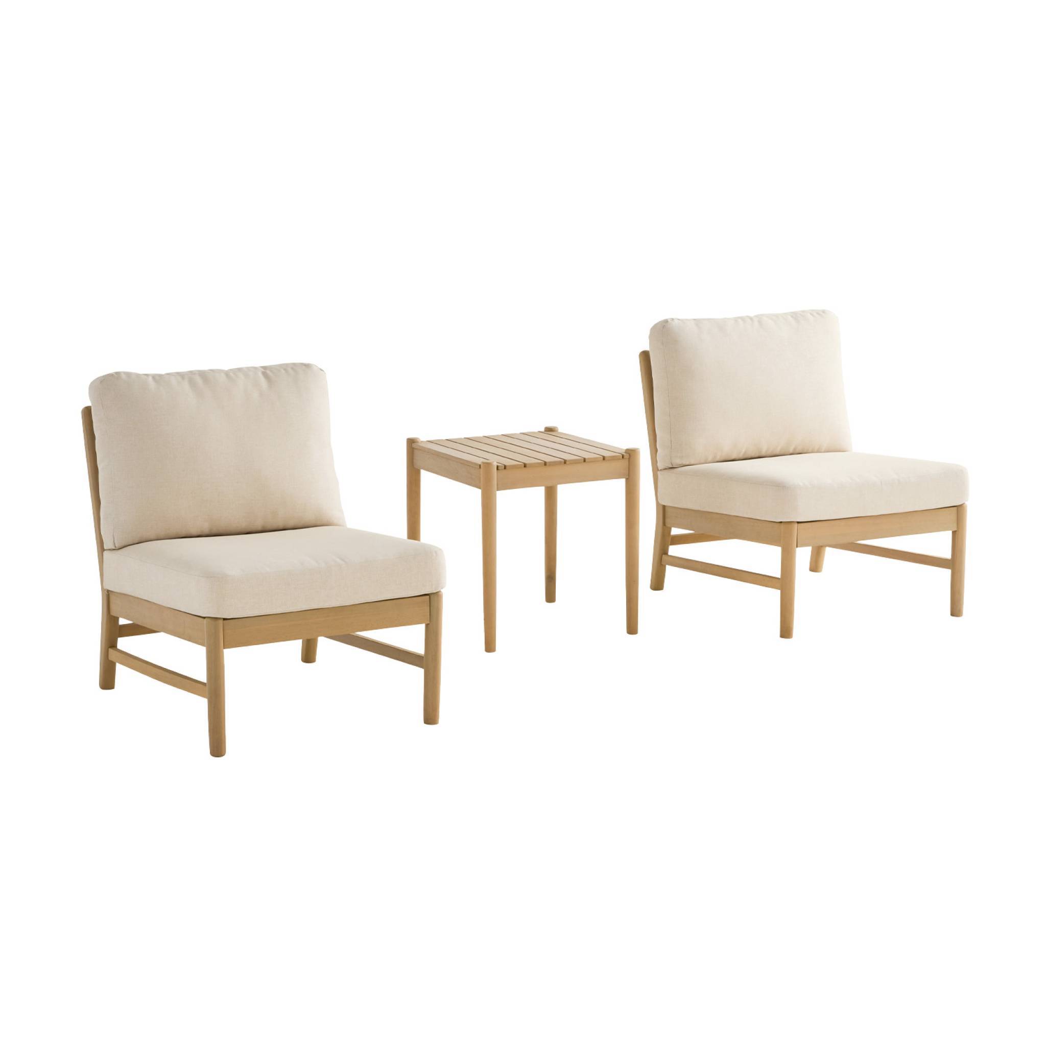 sweeek - Salon de jardin bois d'acacia naturel 2 places - Lunari | sweeek - Image 2