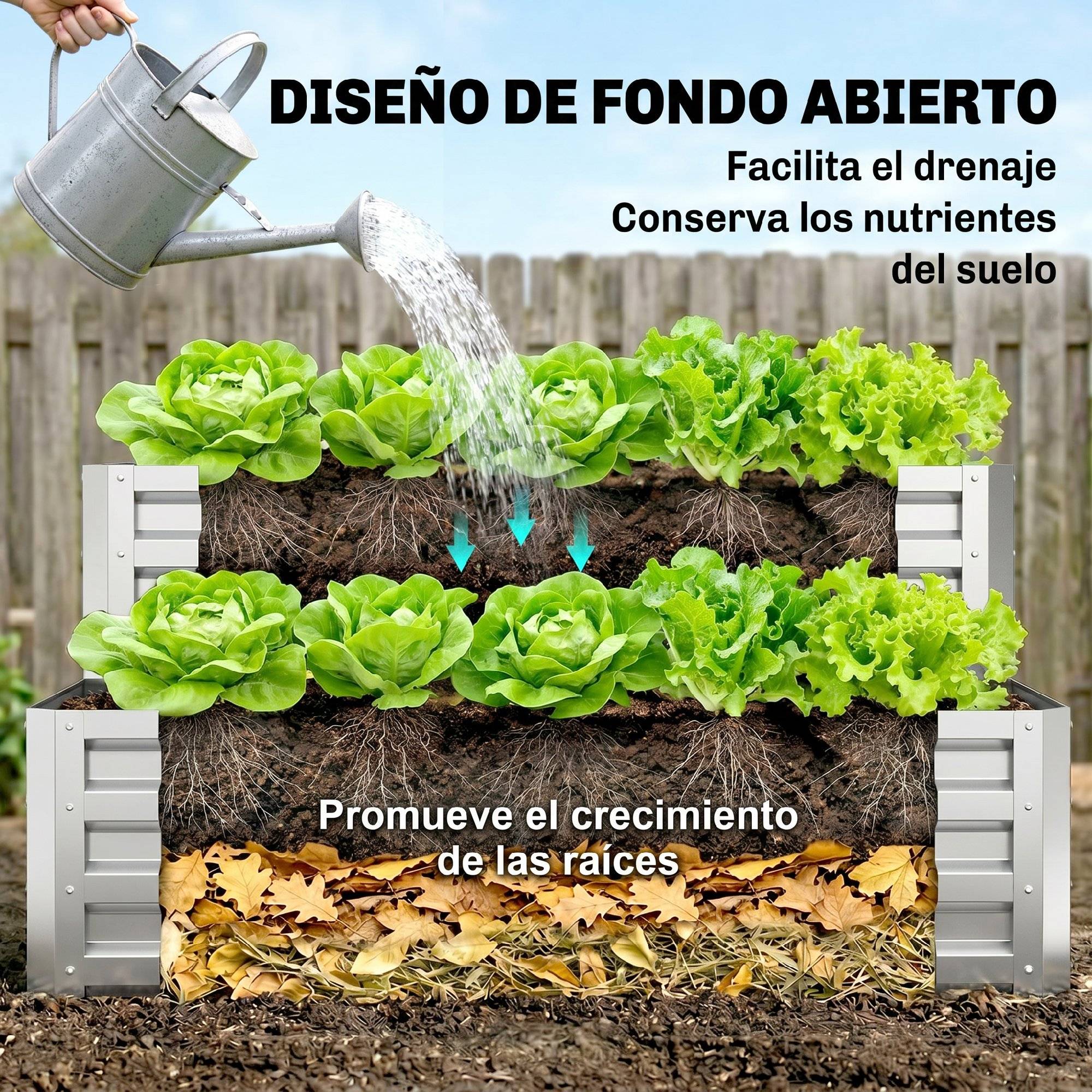 Jardinière d'extérieur en acier galvanisé avec structure en forme d'échelle, base ouverte pour la culture de plantes, 120 x 101 x 58 cm, argent - Image 8