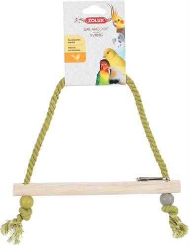 Columpio de madera con cuerda para pájaros, juguete, 22 x 1,5 x 27 cm - ZOLUX