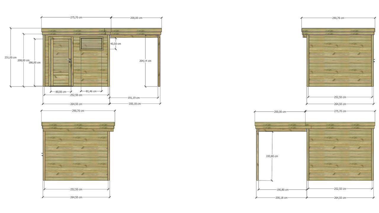 Sans Marque - ABRI DE JARDIN bois  autoclave 27mm - 4,64x2,64m / 12m2 - Bac acier - Abri Français - Imagen 4