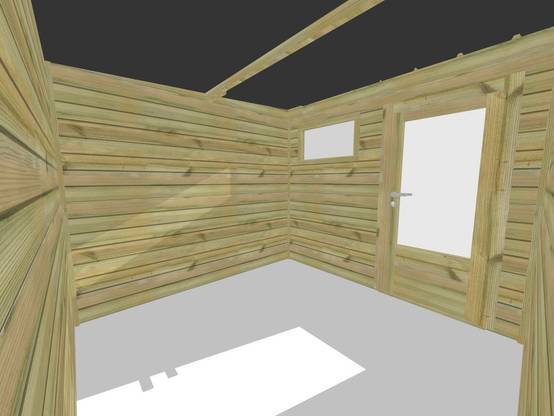 Sans Marque - ABRI DE JARDIN bois autoclave 27mm - 4,64x2,64m / 12m2 - Bac acier - Abri Français - Image 5