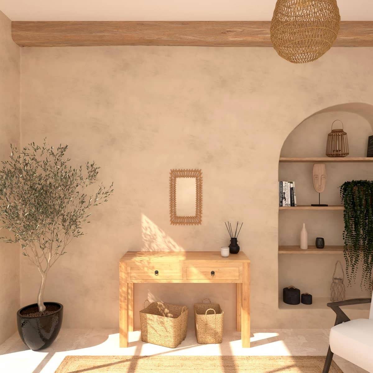 Miroir mural rectangle en Rotin 35 x 58 cm - Imagen 3