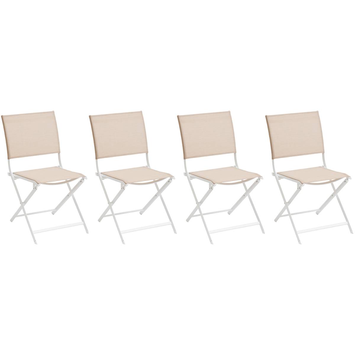 Hesperide - Lot de 4 chaises de jardin pliantes "Axant" lin & blanc en aluminium traité époxy Hespéride - Imagen 4