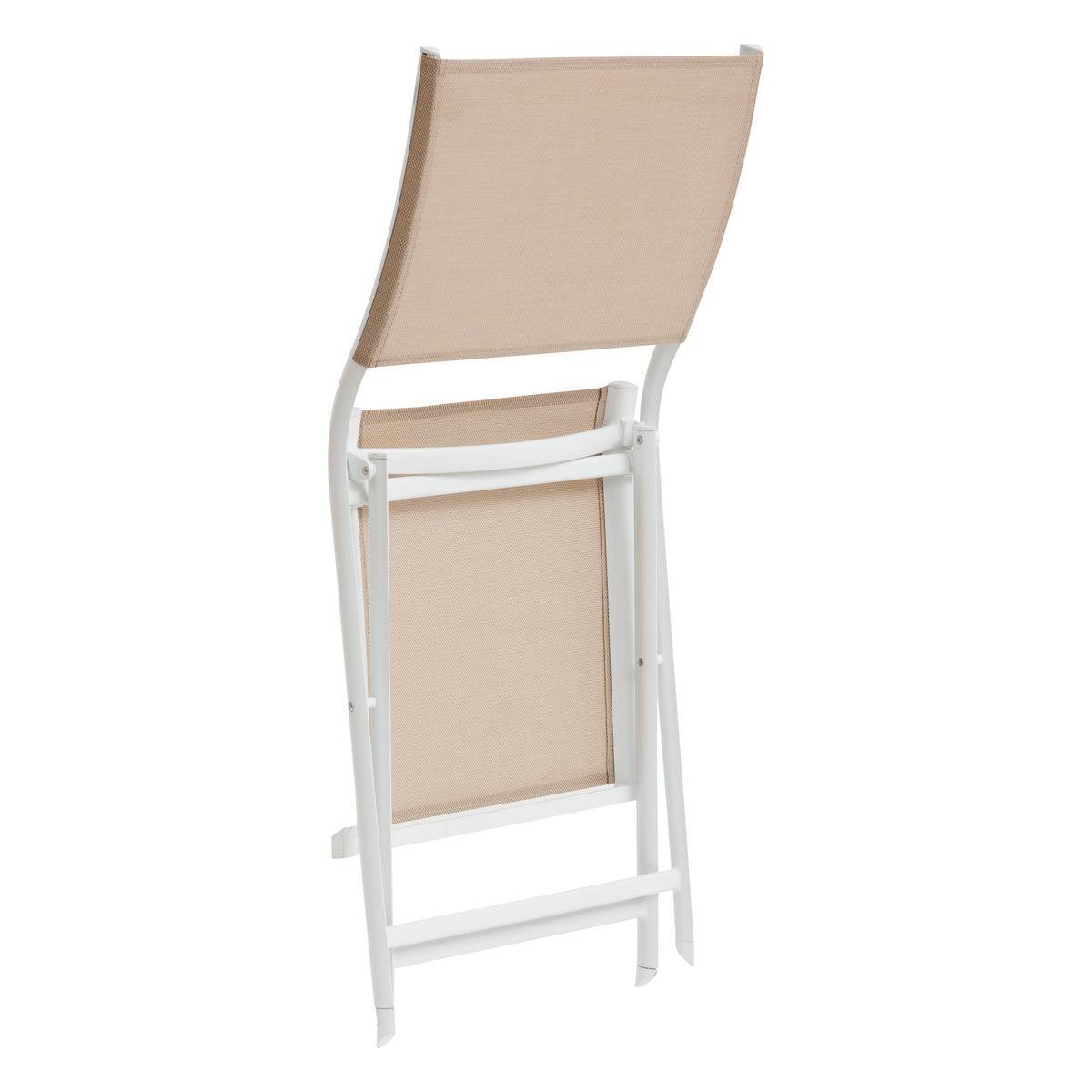 Hesperide - Lot de 4 chaises de jardin pliantes "Axant" lin & blanc en aluminium traité époxy Hespéride - Imagen 2