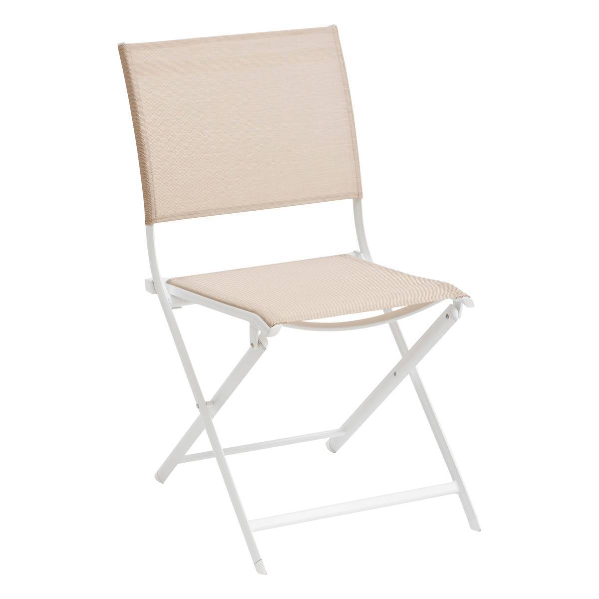 Hesperide - Lot de 4 chaises de jardin pliantes "Axant" lin & blanc en aluminium traité époxy Hespéride - Imagen 1