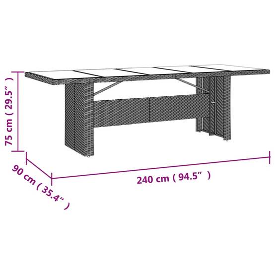 ComfortXL - Très Grande Table de Jardin Beige 240cm en Résine Tressée et Verre, pour Grandes Réceptions – ComfortXL Outdoor Living - Image 7