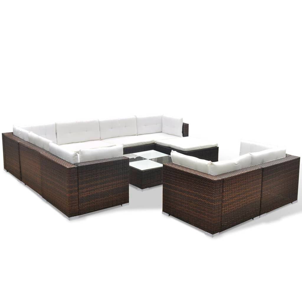 Vidaxl - Salon de jardin 10 pcs avec coussins Résine tressée Marron vidaXL 41875 - Imagen 9