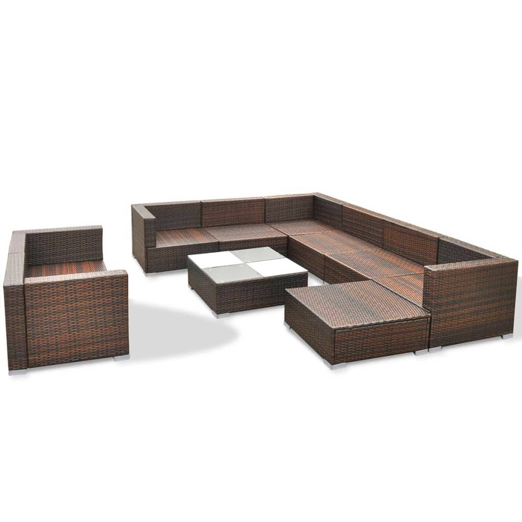 Vidaxl - Salon de jardin 10 pcs avec coussins Résine tressée Marron vidaXL 41875 - Imagen 10