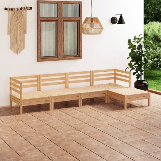 Maison Chic - 5 pcs salon de jardin - Mobilier d'extérieur - Mobilier de jardin Bois de pin massif-JU7533 - Image 2