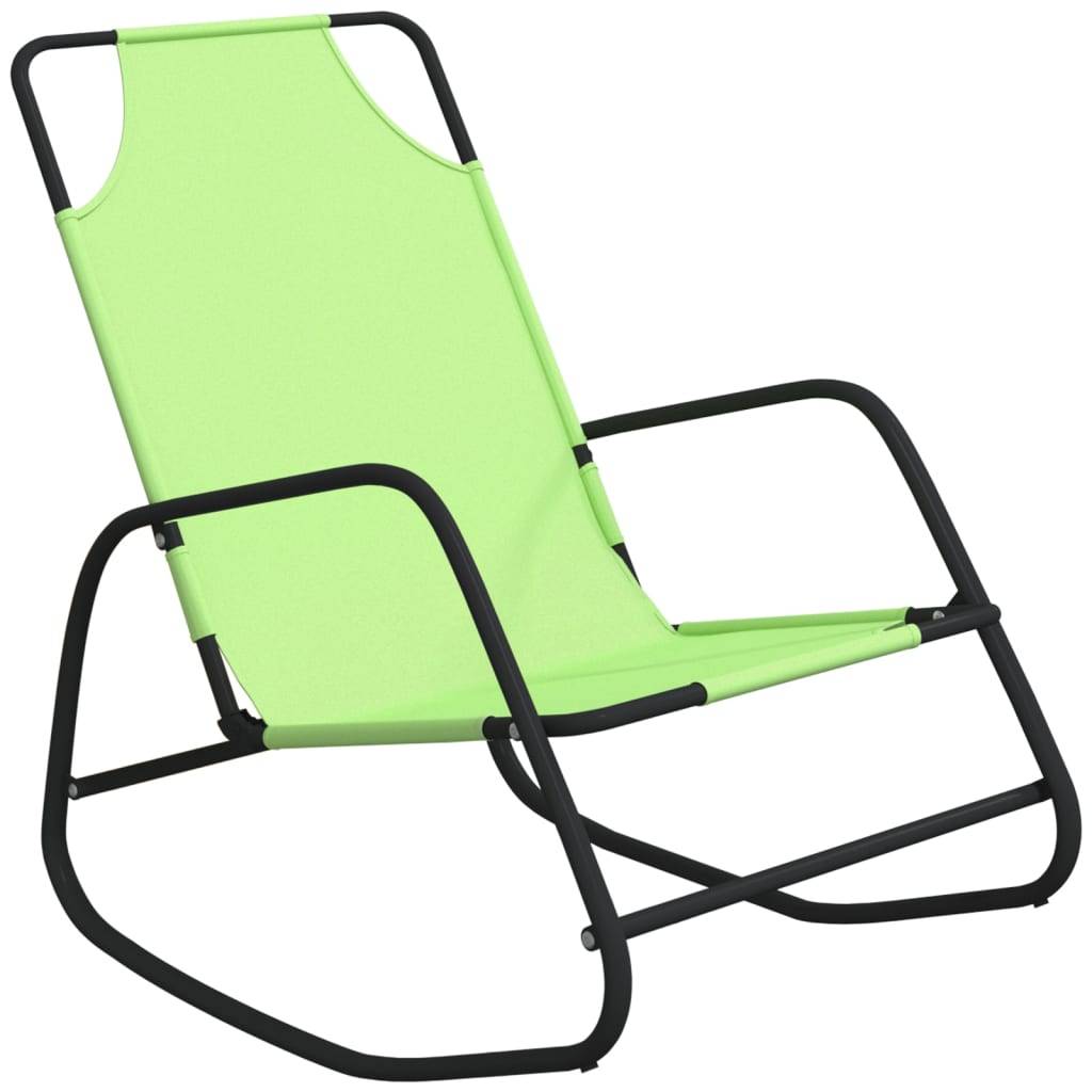 Helloshop26 - Transat chaise longue bain de soleil lit de jardin terrasse meuble d'extérieur à bascule vert acier et textilène - Imagen 1