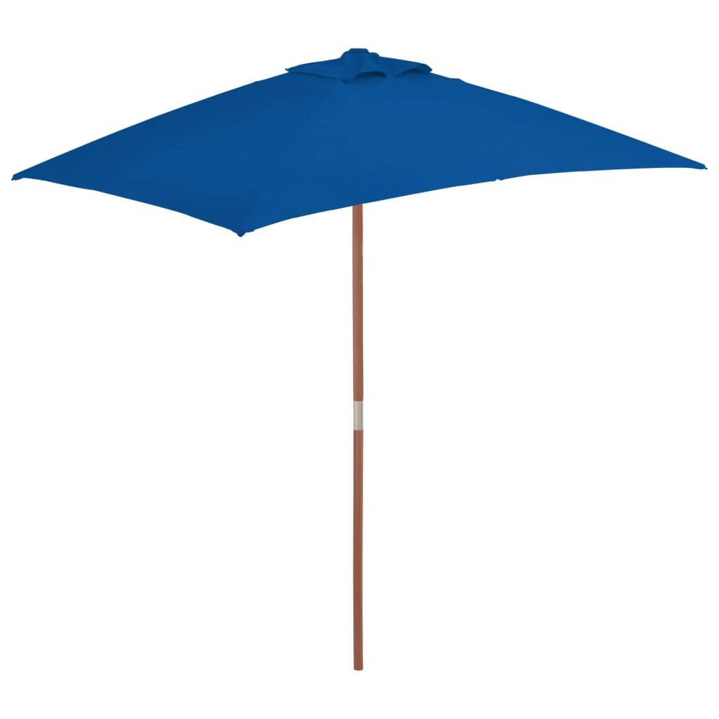 Helloshop26 - Parasol d'extérieur avec mât en bois 150 x 200 cm bleu - Imagen 1