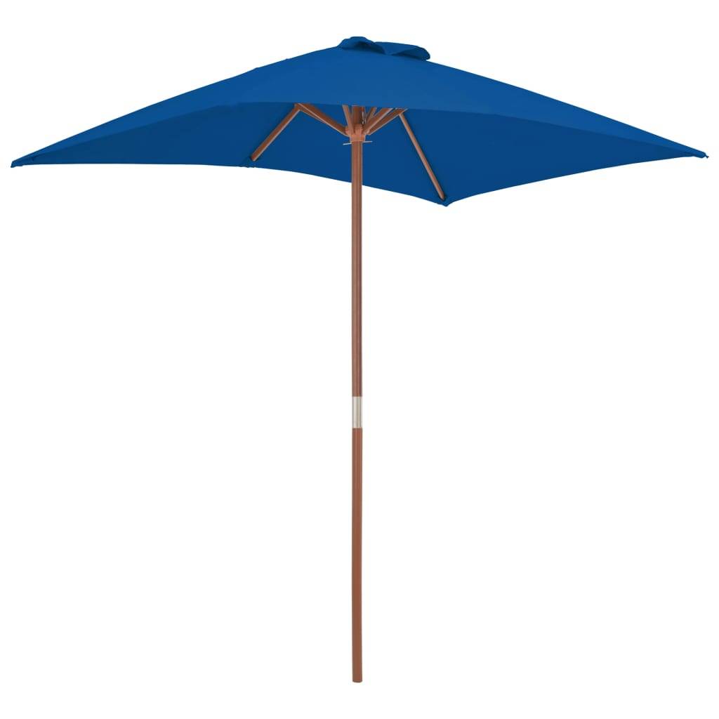 Helloshop26 - Parasol d'extérieur avec mât en bois 150 x 200 cm bleu - Imagen 2