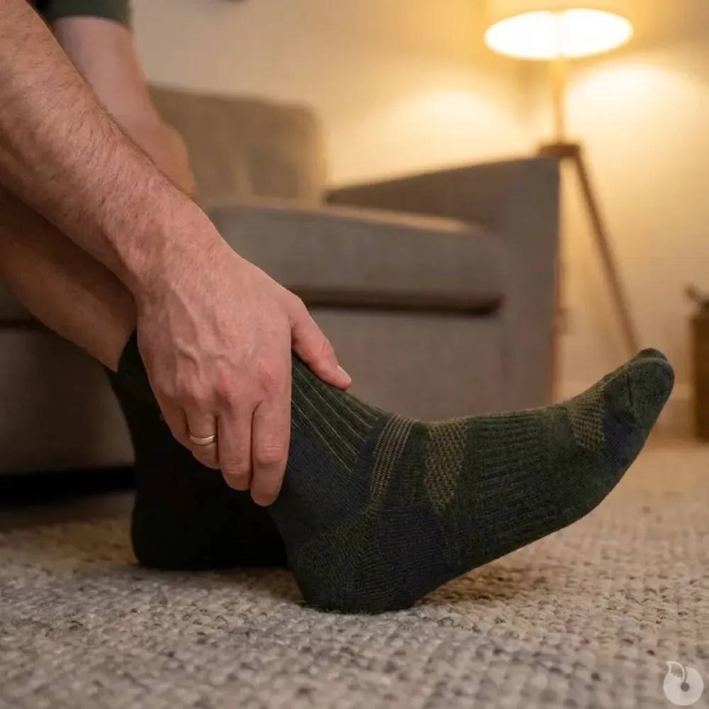 Chaussettes mi-hautes cerf kaki laine mérino 40% polyamide Taille 47 / 50 - Image 1