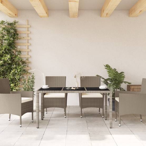 Table de jardin résine tressée verre gris clair 150 x 90 x 75 cm - PANGIVO - Image 3